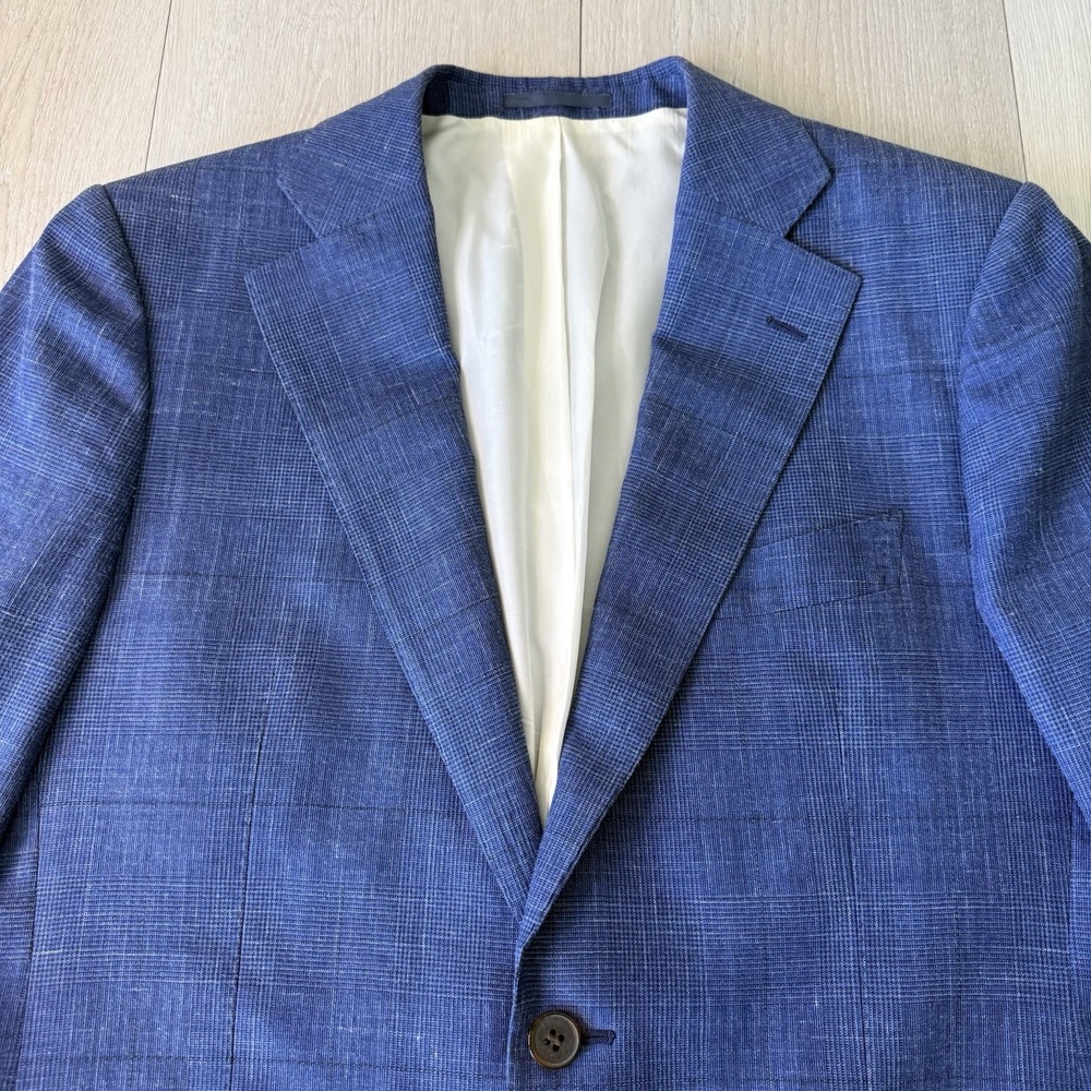 Suitsupply Lazio Blazer Jacket Size 38 US Blue Wool Silk Linen Vitale Barberis